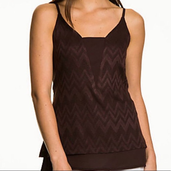 Le Chateau Brown lace v-neck tank top size XL - Picture 2 of 9